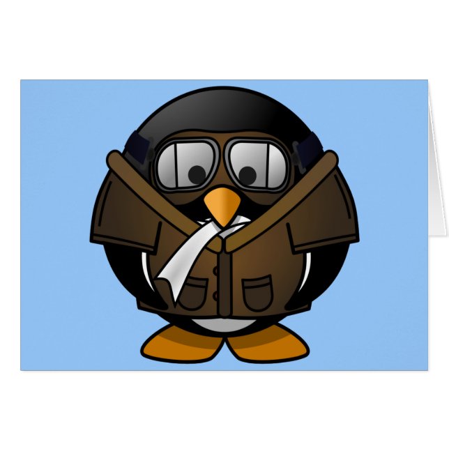 Petit pingouin pilote animated mignon (Devant horizontal)