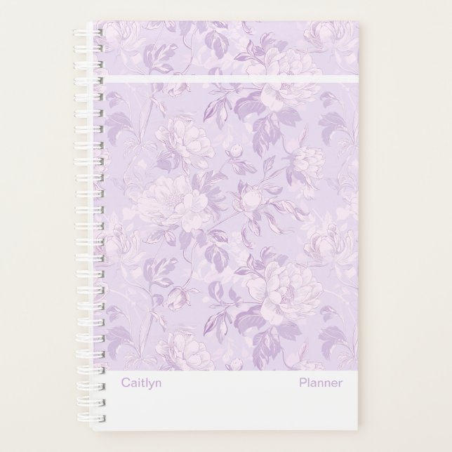 Petit Planificateur Floral Violet Pastel (Devant)