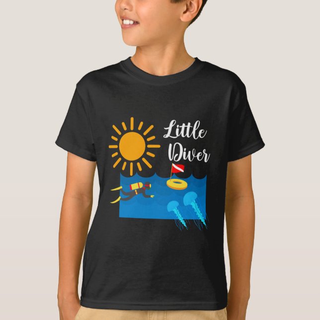 Petit Plongeur avec Jelly Fish - T-shirt de base p (Devant)