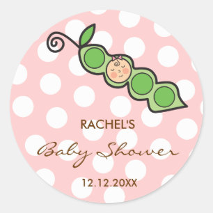 Petit pois de fille dans un Sticker Baby shower ro