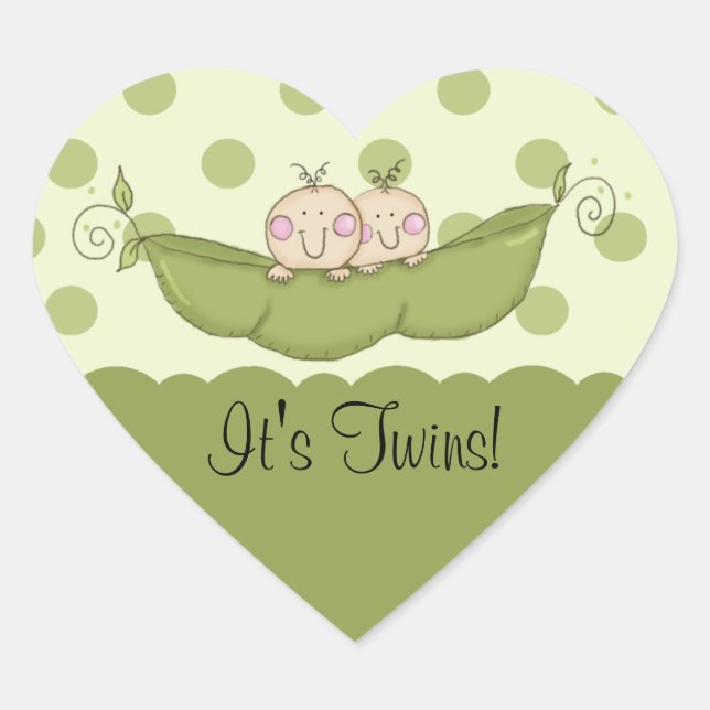 Petit Pois doux Baby Twins Coeur Sticker (Devant)