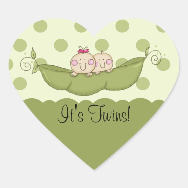 Petit Pois doux Baby Twins Coeur Sticker (Devant)