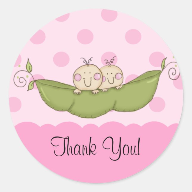 Petit Pois Doux Twins Baby shower Sticker rose (Devant)
