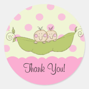Petit Pois Doux Twins Baby shower Sticker rose