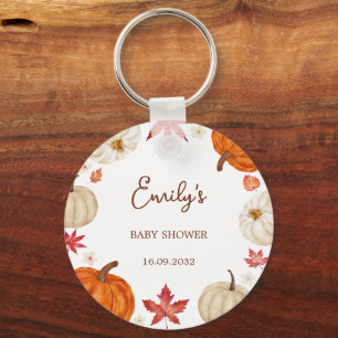 Petit Porte-Clés de Baby Shower Citrouille d'Autom