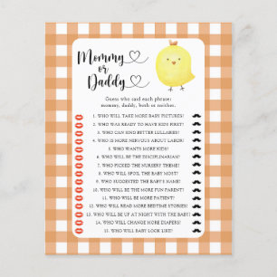 Petit Poulet - jeu de baby shower maman ou papa