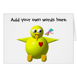 Petit poussin mignon avec libellule