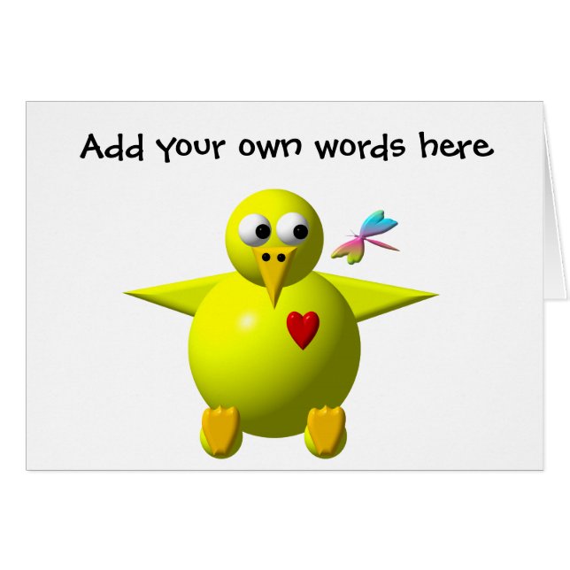 Petit poussin mignon avec libellule (Devant horizontal)