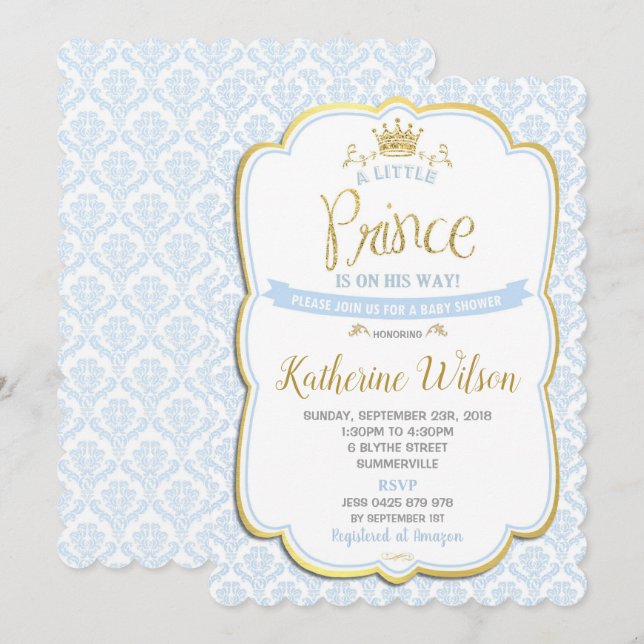 Petit Prince Baby Shower Invitations Garçon Bleu (Devant / Derrière)