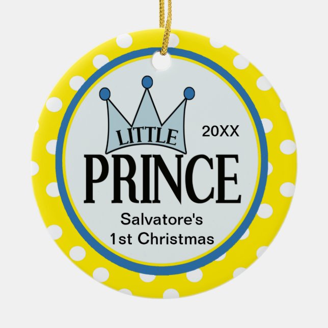 Petit Prince Jaune Premier Ornement de Noël (Devant)