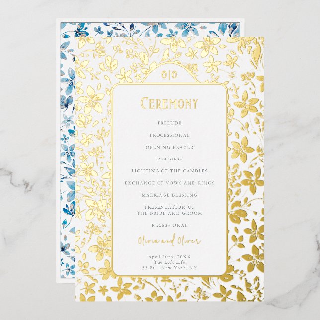 Petit programme de mariage aux fleurs (Recto/Verso)