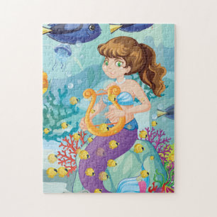Petit puzzle de thème de plage de sirène
