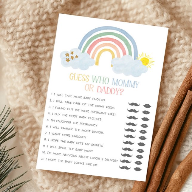 Petit Rayon de Soleil Devinez Maman ou Papa (Rainbow Baby Shower Guess Who Mommy or Daddy Game)