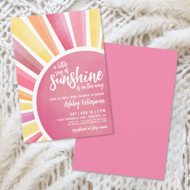 Petit Rayon De Soleil Invitation Pour Baby Shower  (Little Ray Of Sunshine Boho Baby Shower Invitation)