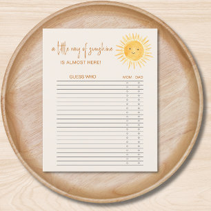 Petit Rayon de Soleil Jeu de devinette Baby Shower
