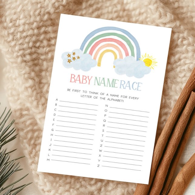 Petit Rayon de Soleil Jeu de Noms de Bébé Arc-en-C (Rainbow Baby Shower Baby Name Race Game)