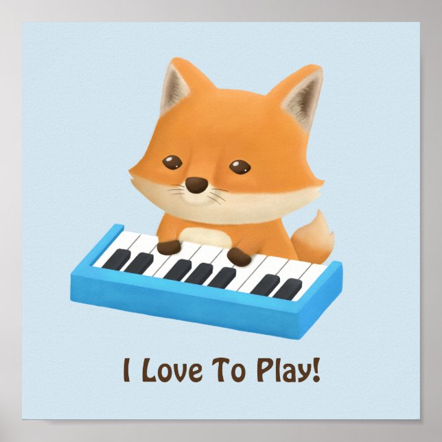 Petit Renard Aime Jouer Affiche de Leçon de Piano (Devant)
