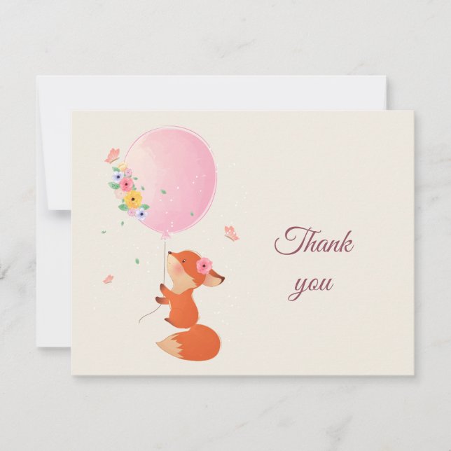 Petit renard mignon avec carte de remerciements de (Devant)