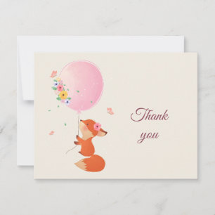 Petit renard mignon avec carte de remerciements de