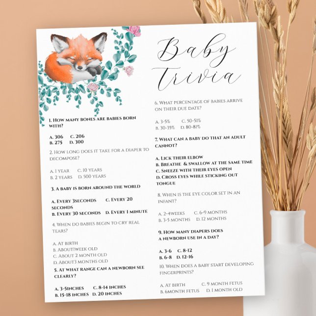 Petit renard - Trivia bébé | Jeu Baby shower (Créateur téléchargé)