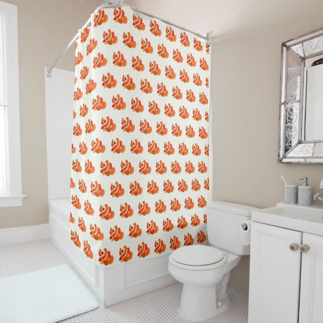 Petit Rideau De Douche À Poisson Orange (En situation)