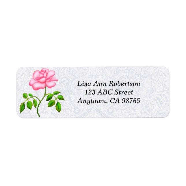 Petit Rose de thé rose Étiquettes de adresse (Devant)