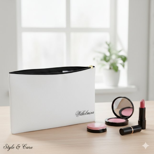 Petit Sac Blanc Multi-Usage avec Nom Personnalisé (Personalized Name Small Multi Purpose White Accessory Pouch)