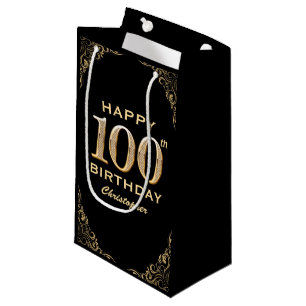 Petit Sac Cadeau 100e anniversaire de la Parties scintillant Noir e