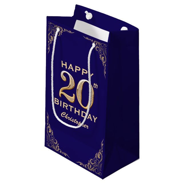 Petit Sac Cadeau 20e anniversaire de la Parties scintillant Marine  (Devant Angle)