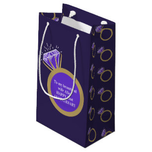 Petit Sac Cadeau 21e Anniversaire du mariage anneau de gemme violet