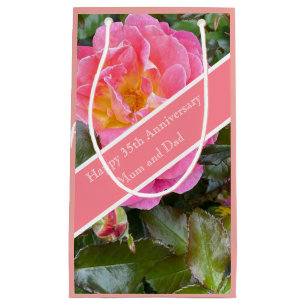 Petit Sac Cadeau 35e anniversaire Mariage Rose corallien
