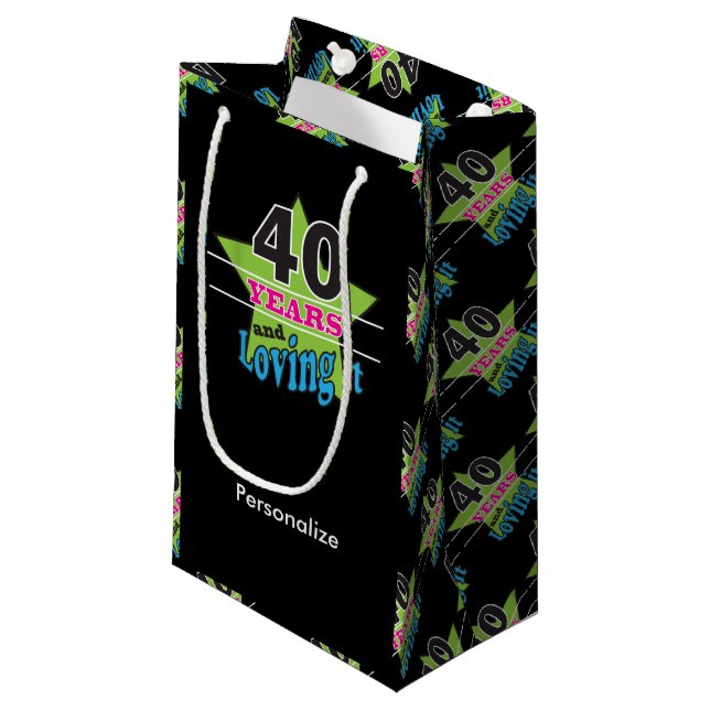 Petit Sac Cadeau 40 ans et l'aimer ! quarantième anniversaire de | (Devant Angle)