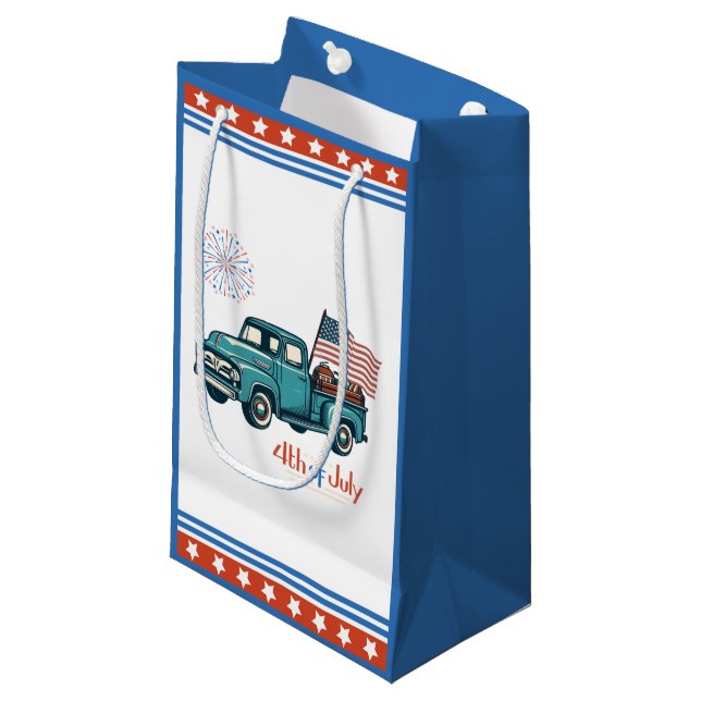 Petit Sac Cadeau 4 juillet rustique/vintage (Devant Angle)