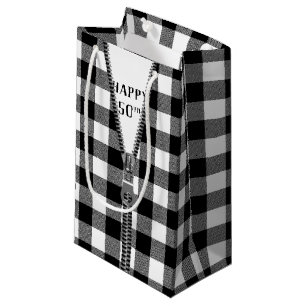 Petit Sac Cadeau 50e anniversaire Zipper sur Buffalo Plaid