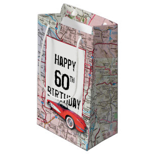 Petit Sac Cadeau 60e Anniversaire Corvette Rétro sur la carte