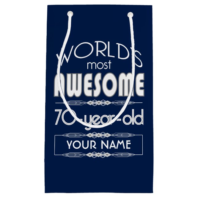 Petit Sac Cadeau 70e anniversaire du meilleur bleu foncé (Devant)