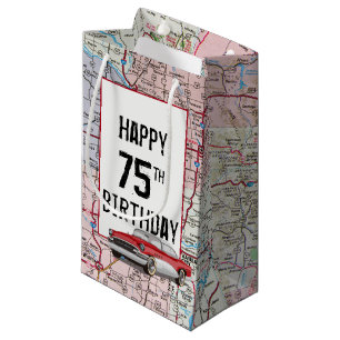 Petit Sac Cadeau 75e anniversaire Retro Buick On Map