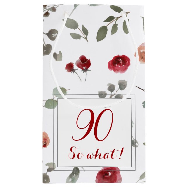 Petit Sac Cadeau 90 alors ce Funny Flower Floral 90e anniversaire (Dos)