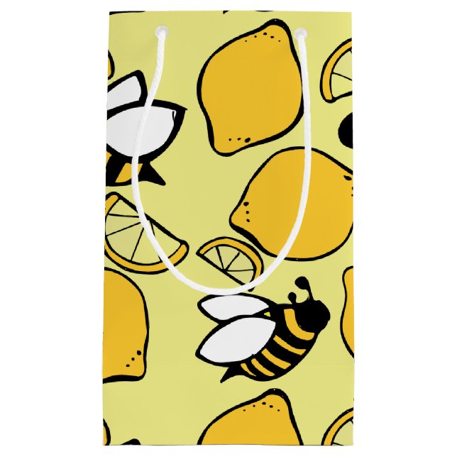 Petit Sac Cadeau Abeilles et citrons pour la citronnelle (Devant)