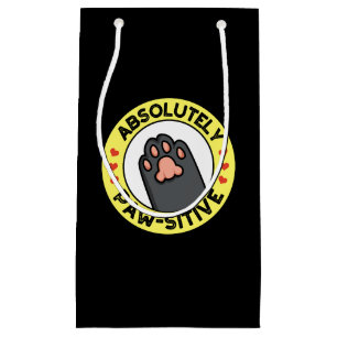 Petit Sac Cadeau Absolument Pawsitive Funny Paw Pun Dark BG
