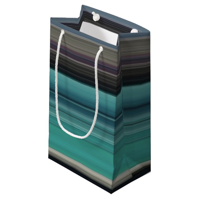 Petit Sac Cadeau Abstract #1: Teal and grey (Devant Angle)