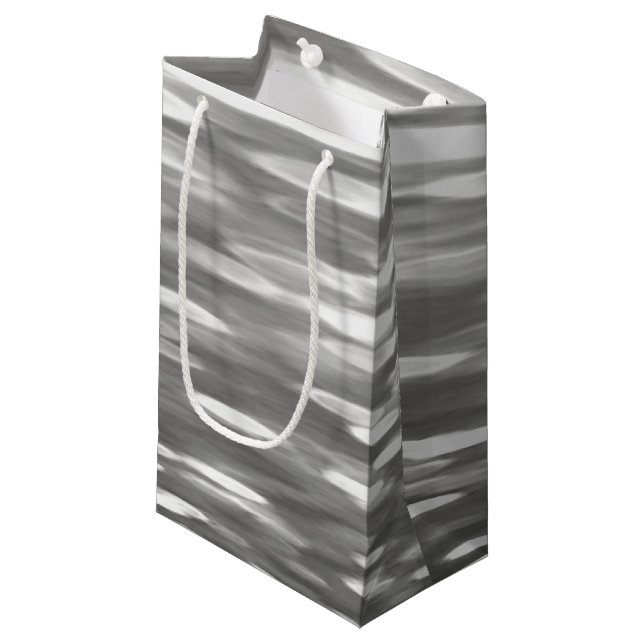 Petit Sac Cadeau Abstrait n° 3 : brillant gris argenté (Devant Angle)