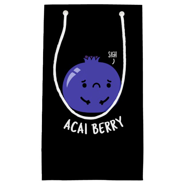 Petit Sac Cadeau Acai Berry Funny Fruit Pun Dark BG (Devant)