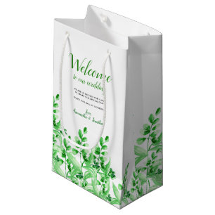 Petit Sac Cadeau Accueil vert du feuillage d'aquarelle à notre