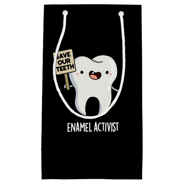 Petit Sac Cadeau Activiste Enamel Funny Dental Tooth Pun Dark BG (Devant)