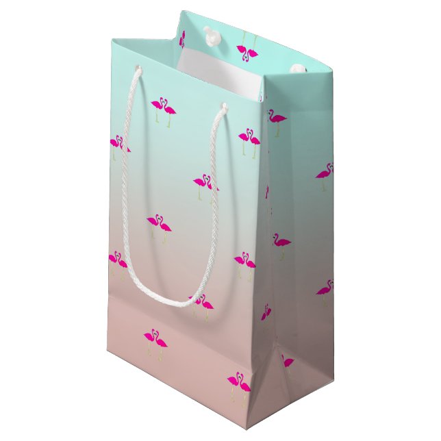 Petit Sac Cadeau Adorable Flamants roses Roses En Amour (Devant Angle)
