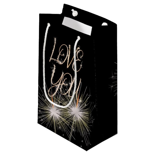 Petit Sac Cadeau Aimer les Sparklers en noir (Devant Angle)