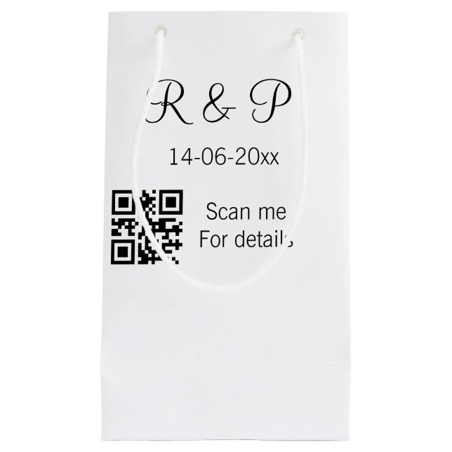 Petit Sac Cadeau Ajouter le nom du couple date année QR code ici ma (Devant)