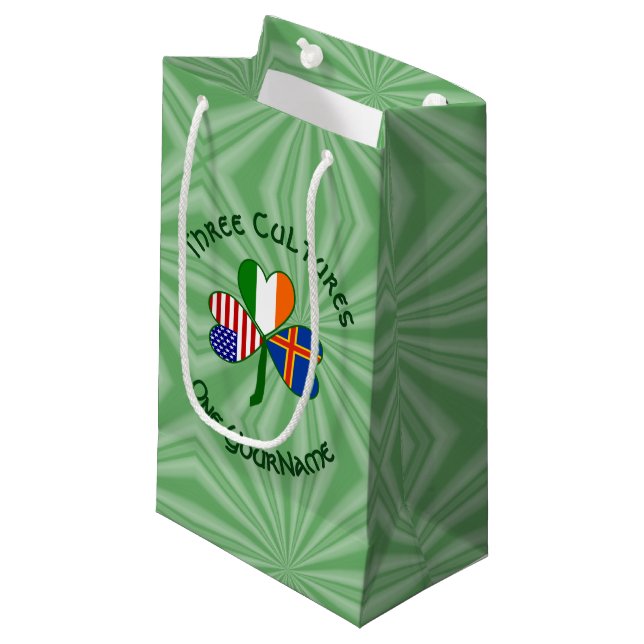 Petit Sac Cadeau Åland Islands Irlande USA Shamrock personnalisé (Devant Angle)