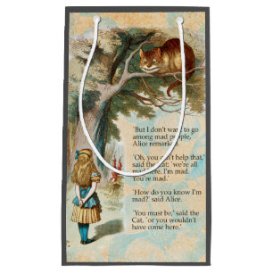 Petit Sac Cadeau Alice Aventures au Pays des Merveilles Chat de Che